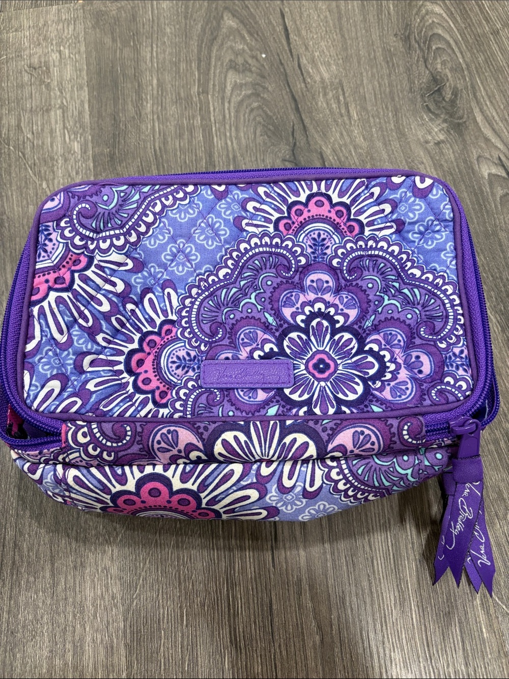 Vera Bradley Lilac Tapestry Purple Floral Quilted Cosmetic Bag